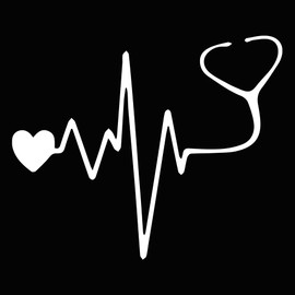 AzQuest Stethoscope -Doctor- Nurse -Heart Viynl Decal Sticker Cute Car Decal, Stickers for Cars, Truck, Van, Laptop, and Window | 6 inches | White | AZQ 617