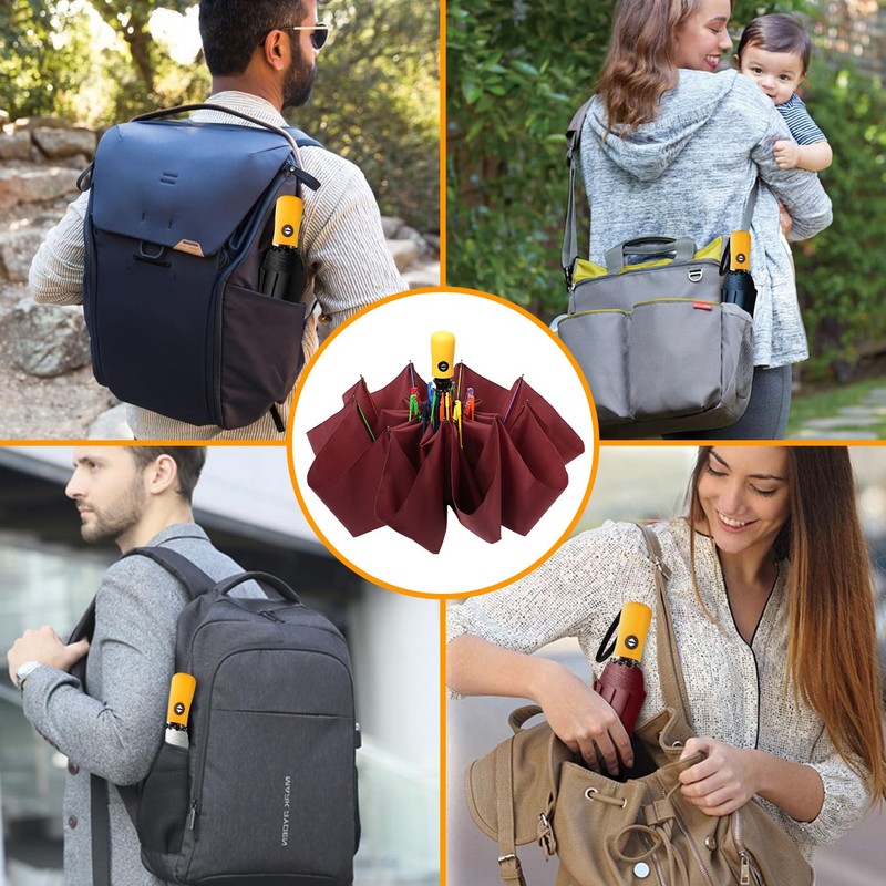 BESTKEE Windproof Travel Folding Umbrella Automatic, Large Rain Folding Compact