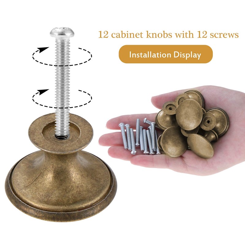 TsunNee 12PCS Vintage Cabinet Knobs, Chic Drawer Knobs, Antique Brass