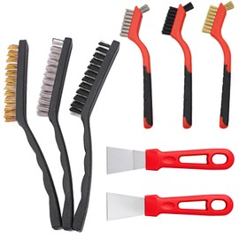 GIONAR Pack of 8 Wire Brush, Metal Brush, Small Wire Brush, Brass Brush, Hand Wire Brush Set, Nylon Brush, Steel Brush, for Cleaning Dirt and Rust