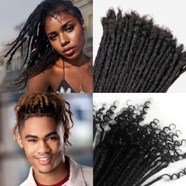 Beauday 8 inch 40 Stands 0.2 cm Width Interlocking Locs 100% Human Hair Handmade Loc Extensions Natural Looking Soft Dreadlocks (8 inch 40 Strands, 1B - 0.2cm)