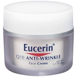 Eucerin Q10 Crema facial antiarrugas, crema facial sin perfume para pieles sensibles, tarro de 1.7 onzas