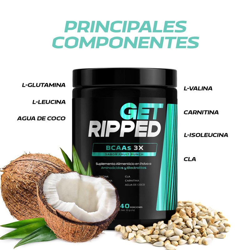 Aminoácidos BCAAs de 40 Servicios. Carnitina, CLA, Glutamina y Electrolitos.