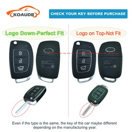 Koaudb Car Key Case Cover Fits Hyundai i20 i30 i40 ix20 ix30 ix45 ix55 Tucson Elantra 3-Button Key Case TPU Key Case with Leather Pendant Key Fob (BP-Hynd-3F)