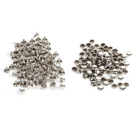 100 Sets Leather Rivets, 8 x 8 mm Double Cap Rapid Rivet Metal Rivets Brass Rivets for Craft Shoes Bag Jeans Laundry Belt Repair Decoration (Silver)