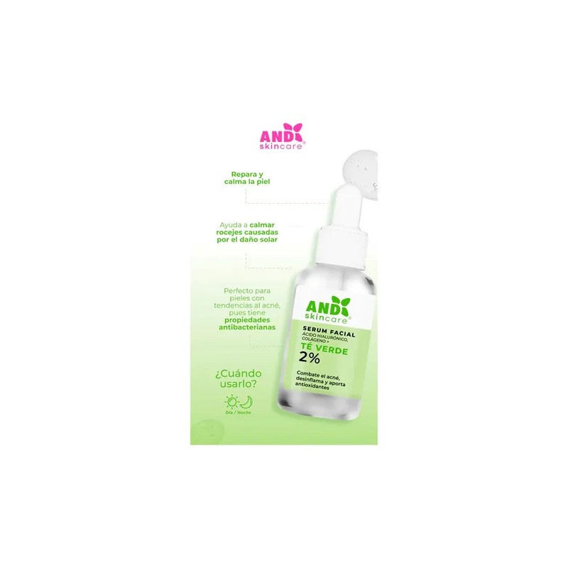 Srum Facial con T Verde AND , Controla Acn y