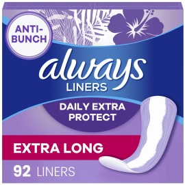 Unbranded Always Daily Extra Protect Panty Liners, Extra Long Length, Unscented, 92 Count