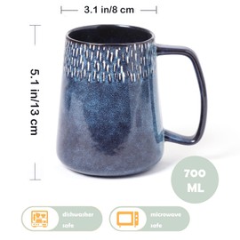Large Ceramics Coffee Mugs，24 OZ/700 ml Extra Large Cups, for Cappuccino, Latte, Hot Cocoa Or Hot Tea -Gift for Birthday/Christmas/Valentine's (24 oz Blue)