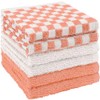 DecorRack 6 Pack 100% Cotton Checkered Washcloths, 12x12 inch Soft