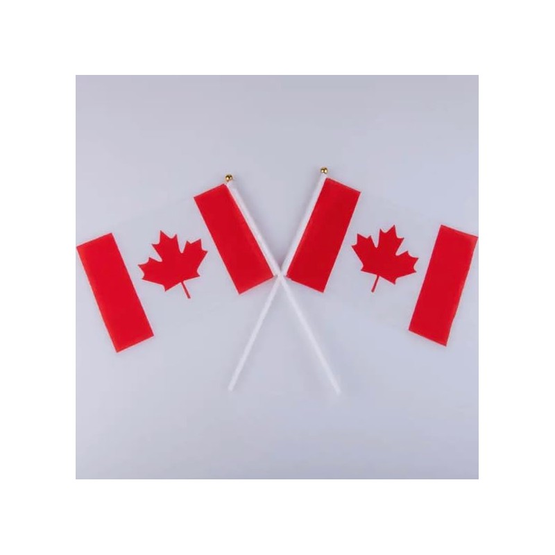 Mini Canada Flags 5.5" x 8.25" Pack of 10 Plastic