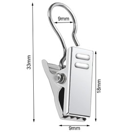 Silver Stainless Steel Curtains Clips Hooks Multifunctional Curtain Clips for Rope Tension Fittings, Curtains, Shower Curtain (100)