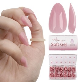 Allkem Soft Gel Nail Tips - Extra Short Almond Neutrals - Chic | 504 Pcs 12 Sizes Short Full Cover Nail Kit