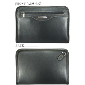 Bliss Leather 2nd Bag, A5 Size, Multi-functional Zipper, Strap, Lightweight, Open Widely, Large Capacity, YKK Zippers, Black