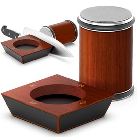 Rolling Knife Sharpener, Diamond & Ceramic Kitchen Knife Sharpening Tool Kit for Steel of Any Hardness, 15°, 18°, 20° & 22° Magnetic Angle Eco-Friendly Sturdy Sapele Wood