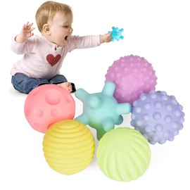 CARYWON Set de Pelotas Sensoriales, Juegos de Pelota para Agarrar, 6 Piezas de Pelotas Blandas de Silicona con Reconocimiento de Color y Textura, Adecuadas para el Entrenamiento Sensorial y Táctil