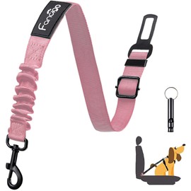fancigo Dog Seat Belt for Car. Adjustable Dog Safety Seatbelt. Adjustable Strap, Strong Nylon Fabric, Bungee Buffer Dog Puppy Car Seat Belt. (Light Pink - 1 Pack)