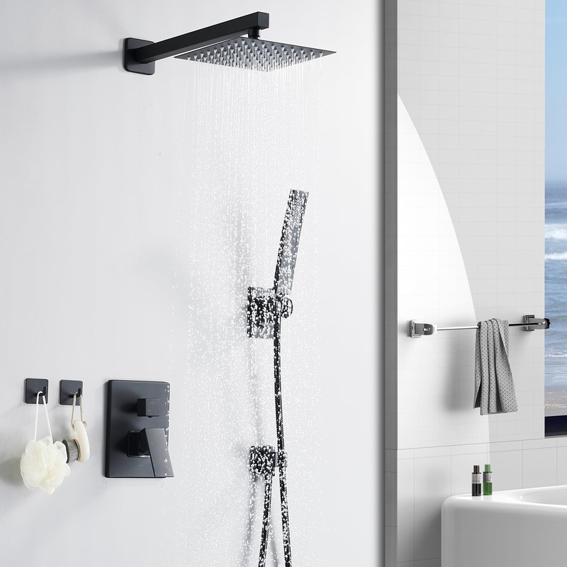 RTTWYYUU Matte Black Shower Head and Handle Set 10 Inch,