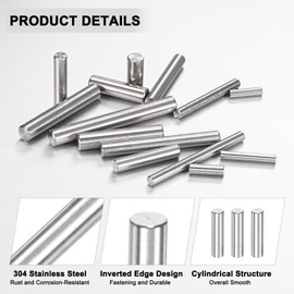 M METERXITY 50-Pack 2.5 x 10mm Dowel Pin, 304 Stainless Steel Support Pin Fastener Elements for Metal Devices/Wooden Projects, Cylindrical Shelf Support Pin [Silver Tone]