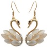 Navachi 18k Yellow Gold Plated Swan Bird White Opal Crystal