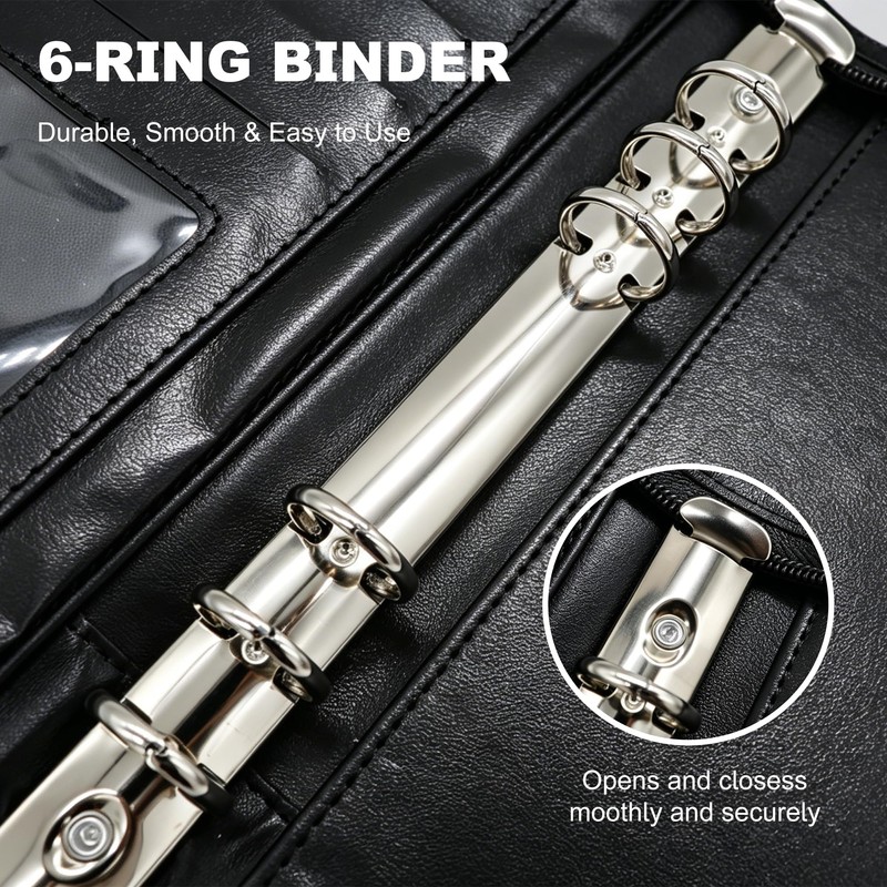 Convend Zip Series Premium Faux Leather A5 6-Ring Portfolio Binder