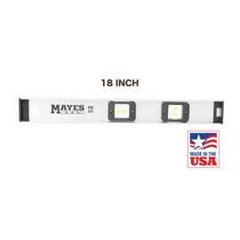 Mayes 10110 Aluminum 18 Inch Level, Proudly Made in USA Leveler Tool, Heavy Duty I-Beam Construction for Jobsite Use, 2 Impact-Resistant Vials, V-Groove for Pipe Work