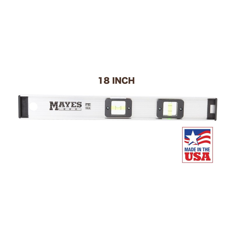 Mayes 10110 Aluminum 18 Inch Level, Proudly Made in USA