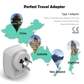 TESSAN Australia New Zealand Power Plug Adapter, Australian Travel Adapter 3 in 1 US Grounded Outlet with 2 USB Ports for USA to Au New Zealand Fiji Argentina China (Type I)