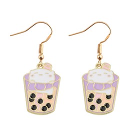 SEIRAA Bubble Tea Boba Marie Earrings Cat Earring Kawaii Cat Lover Jewelry (Cat Earring)