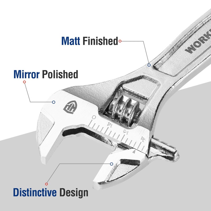 WORKPRO Adjustable Wrench, 4-inch Heavy Duty Spanner with Inch/Metric Scale,