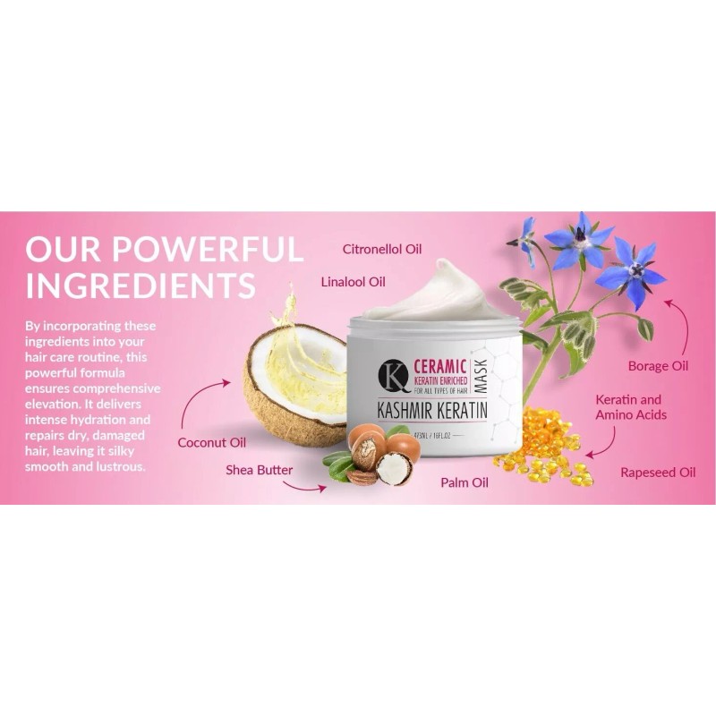 Kashmir Keratin hair mask Ceramic Mask For All Types of