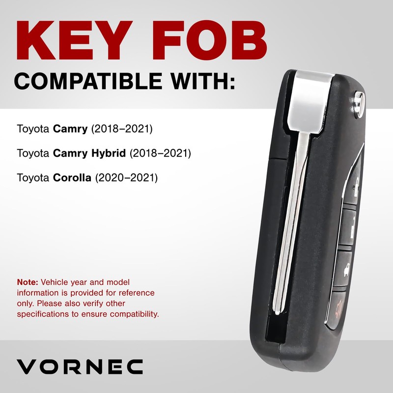 VORNEC Replacement for Toyota Camry Remote Flip Key HYQ12BFB 89070-06790