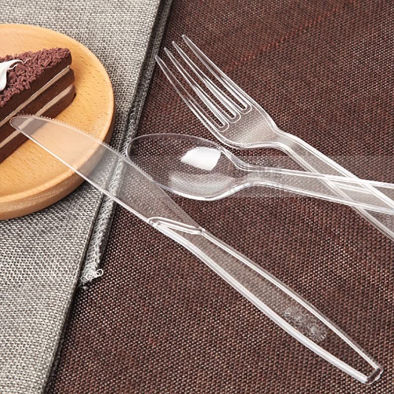 MOACOCK 150 Pcs Clear Plastic Silverware, Heavy Weight Plastic Forks