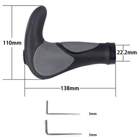 Hordlend zxcsb-24 Bicycle Grip Handle Grip, Road Bike Grip, Easy to Grip, Soft Rubber, Standard 0.9 inches (22.2 mm), Left and Right Pair 1 Set (Includes Mounting Tools)