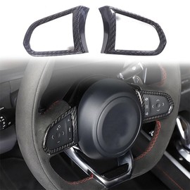 Auto Lenkrad Knopf Rahmen Abdeckungen Trim Aufkleber Geeignet für Lotus Emira 2021 2022 2023,Auto Kohlefaser Lenkradtastenrahmen,Auto Innendekoration (Schwarz)