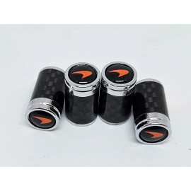 Exotic Carbon Fiber McLaren Orange Swoop Only Carbon Fiber Tire Valve Caps-Brand New !!