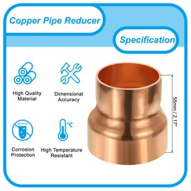 PATIKIL 2" to 1-1/2" Nominal Size Copper Reducer, 3pcs 99.9% Pure Copper Reducing Coupling Pressure Fitting Pipe Tube Connector Adapter with Sweat Solder