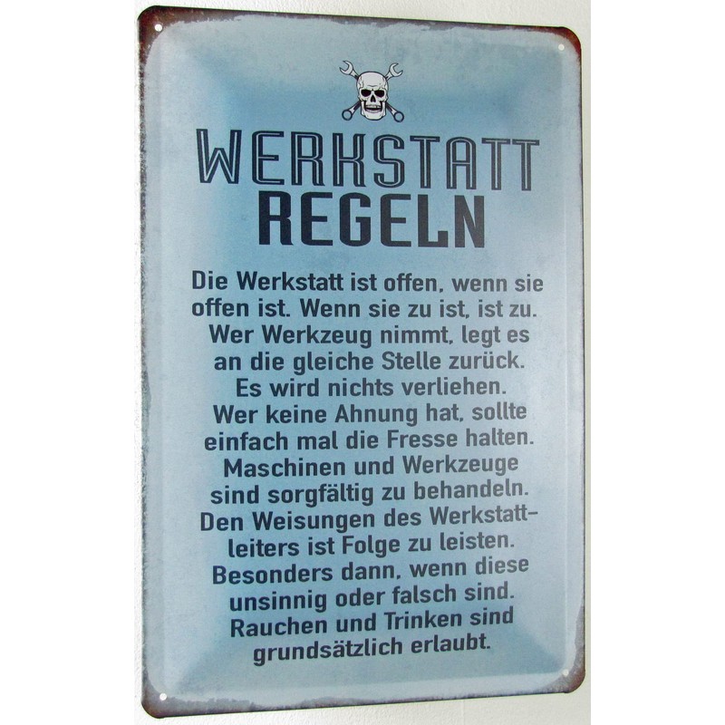 Metal Sign 20 x 30 cm Workshop Rules Funny Sayings