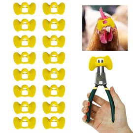 Weilan 20 Pieces Pinless Peepers with Pliers Chicken Peepers Eye Glasses Pheasant Poultry Blinders Spectacles Anti Pecking Plier Tool (Yellow,Middle)