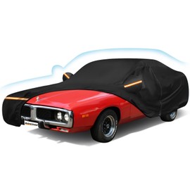 Car Cover for Dodge Charger 1968-1974, Waterproof 210D Oxford Cloth and Cotton Cover Outdoor Full Car Covers with Zipper Windproof Heavy Duty All Weather with Wind, Sun, UV and Dust Protectio