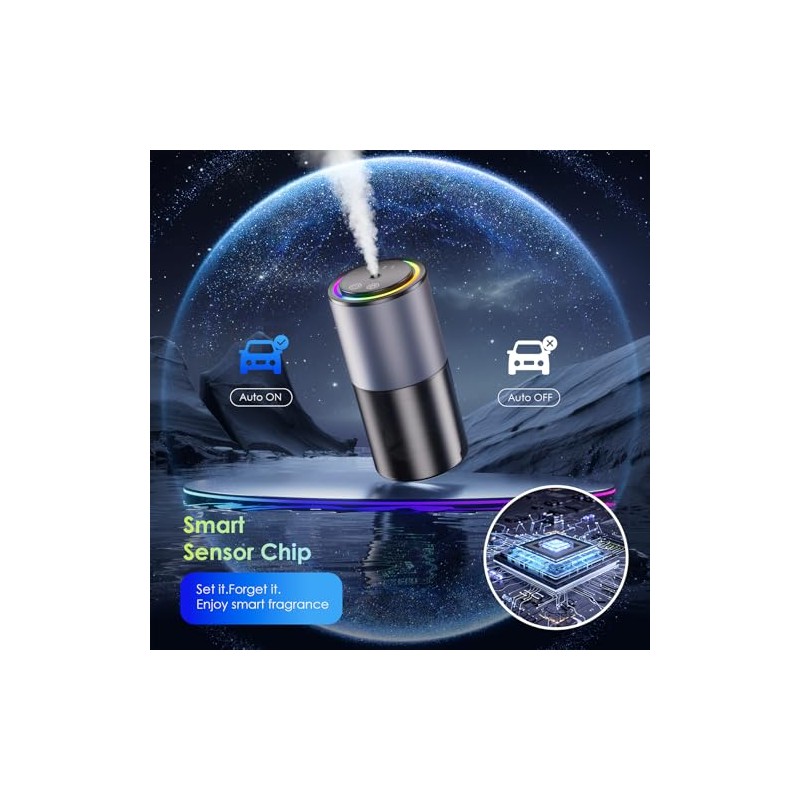 Smart Car Air Freshener Diffuser with RGB Music Sync Light