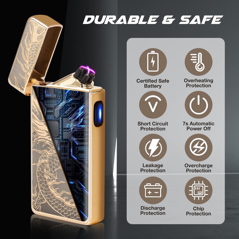 LcFun Electric USB Rechargeable Lighter, Windproof Plasma Dual Arc Lighter,