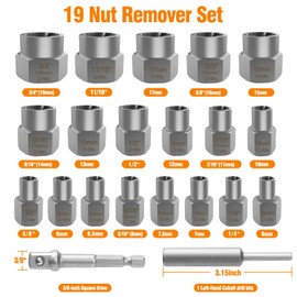 Eapele Bolt Extractor Set, Stripped Nut Remover Twist Sockets, Fit 3/8" Square Drive with Solid Storage Case (21pcs, Silver)