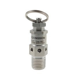HEZONGSION 1/4" NPT Male Stainless Steel SS304 Mini Adjustable Pressure Relief Safety Valve with Lock,175psi Set Pressure,115-190psi Adjustable Pressure Range