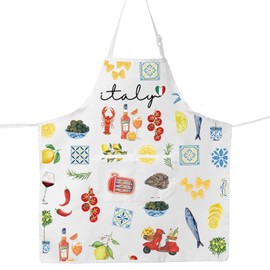 MYSOMY Italy Cooking Apron La Dolce Vita Gift Italian Kitchen Apron Italian Amalfi Coast Lemon Apron Italian Nonna Apron (Italy fish ap UK)