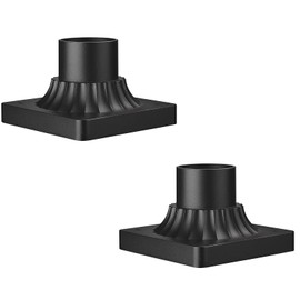 NAXTTII Outdoor Post Light Mounting Base 3 Inch Black Pier Mount Adapter Die-Case Aluminum Outdoor Pillar Light Basel Waterproof Anti-Rust 2-Pack
