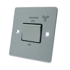 AET FSC3PFANBS Satin Chrome Flat Black Insert Metal Rocker Switch-10 Amp 3-Pole Fan Isolator Switch