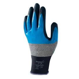Showa 376RL 13 Gauge Polyester/Nylon Support Mesh Multipurpose Gloves Nitrile Coated Palm, Nitrile Foam Palm Size L Blue