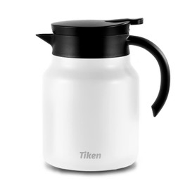 Tiken 34 Oz Thermal Coffee Carafes For Keeping Hot, Double Wall Stainless Steel Insulated Coffee Carafe, 1 Liter Beverage Pitcher (White)