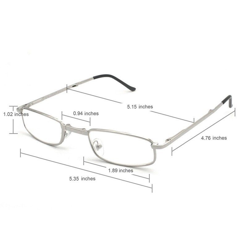 Metal Folding Reading Glasses with Case Slim Stylish Compact Folding
