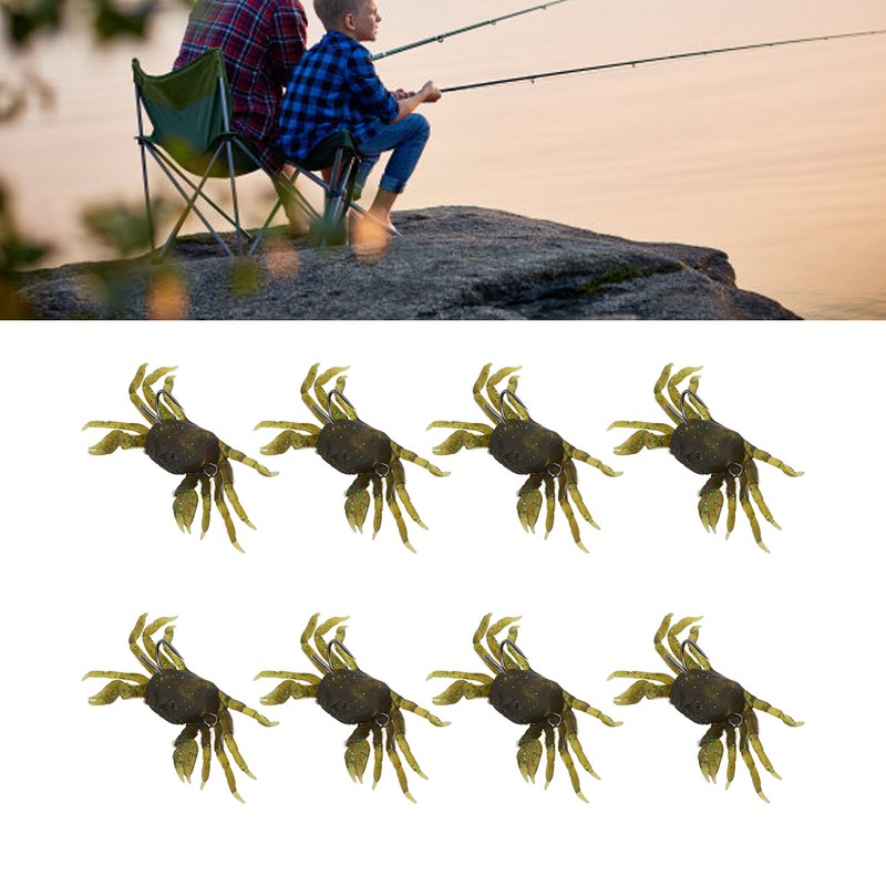 8Pcs Artificial Crab Bait 13cm 33.5g Simulation Crab Soft Lure